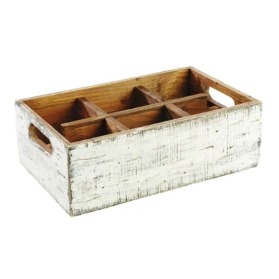 Kryddställ 6-fack vintage vit 27x17cm H10cm FRANKHUGO
