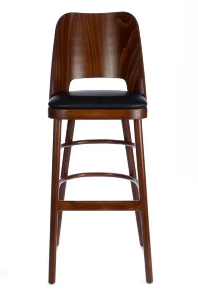 Barstol Jessica valnöt svart konstläder