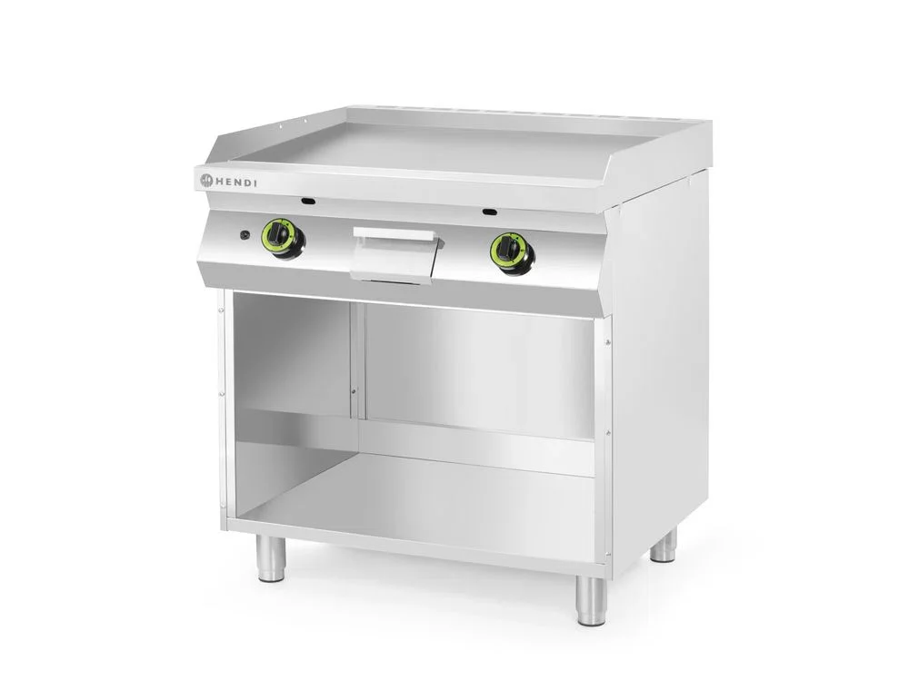Gasgrillhäll slät, på underskåp öppet på 3 sidor, HENDI, Kitchen Line, 2 värmezoner, vardera med 3 brännare, total effekt 10 kW, 800 x 700 x 900 mm