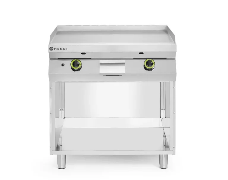 Gasgrillhäll slät, på underskåp öppet på 3 sidor, HENDI, Kitchen Line, 2 värmezoner, vardera med 3 brännare, total effekt 10 kW, 800 x 700 x 900 mm