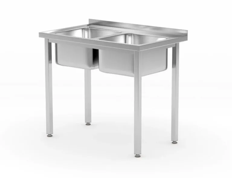 Bord med 2 hoar – skruvat, HENDI, Kitchen Line, två diskhoar, 1000x600x(H)850 mm