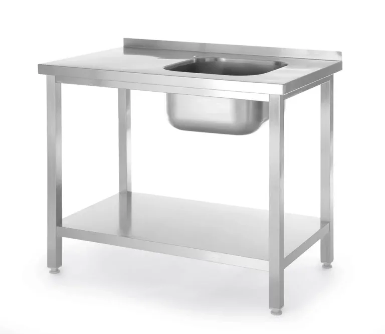 Diskbänk med hylla, skruvad, HENDI, Kitchen Line, ho till höger, 1000x600x(H)850 mm