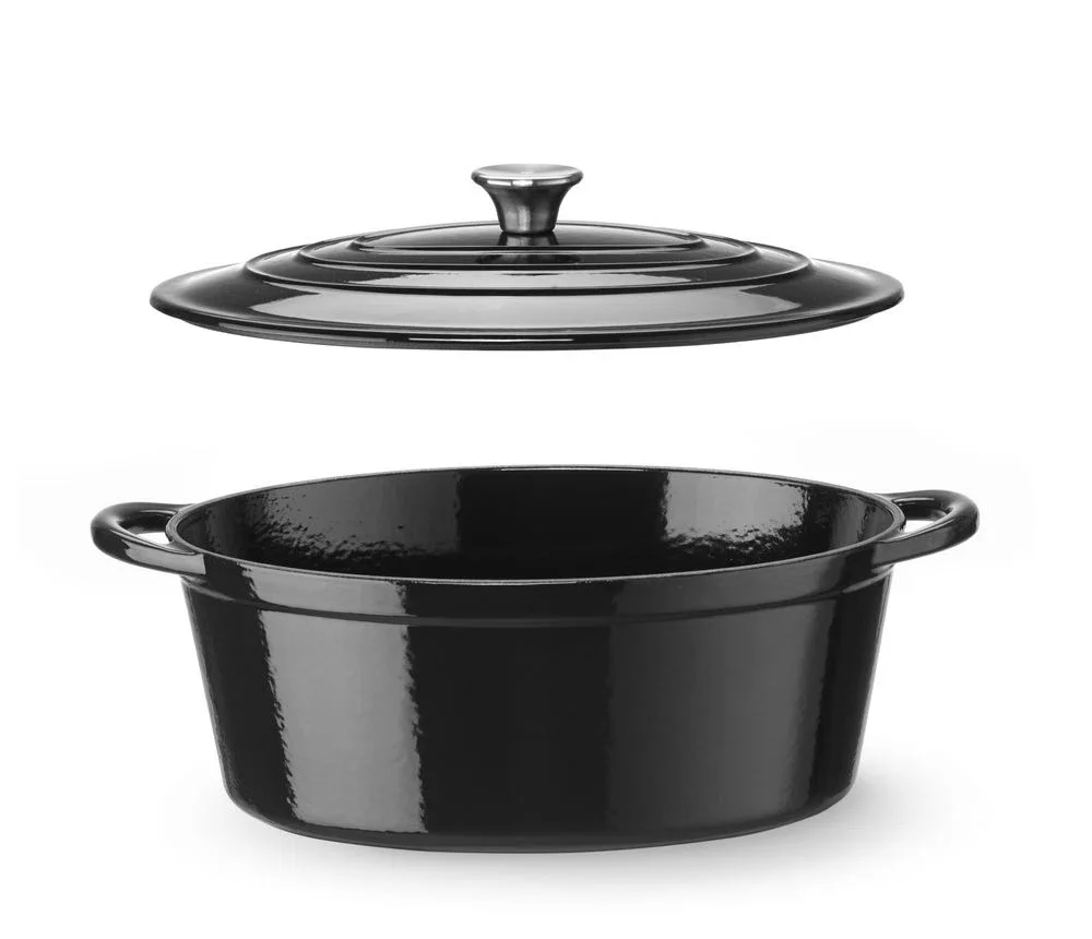 Gjutjärnsgryta emaljerad, HENDI, 4,4 l, svart, 365x290x(H)115 mm, oval - Bild 5