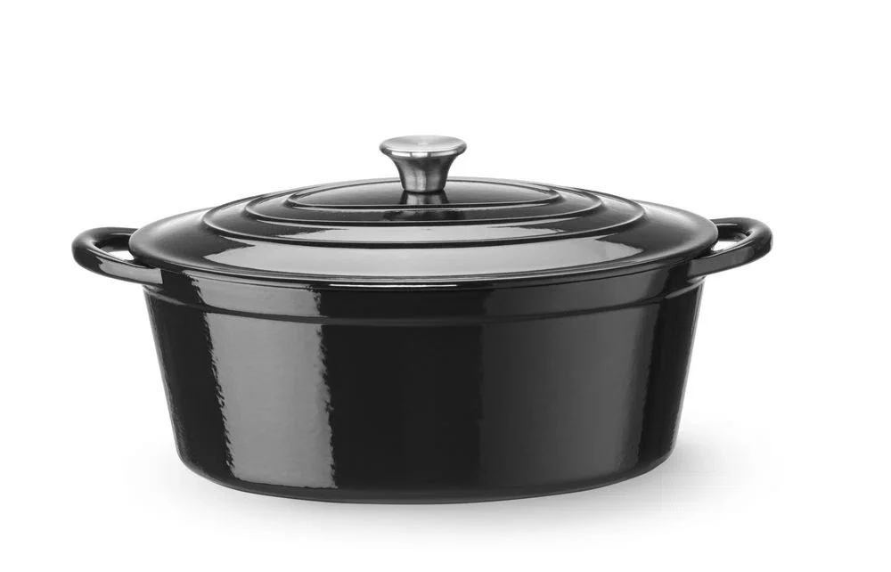 Gjutjärnsgryta emaljerad, HENDI, 4,4 l, svart, 365x290x(H)115 mm, oval - Bild 7