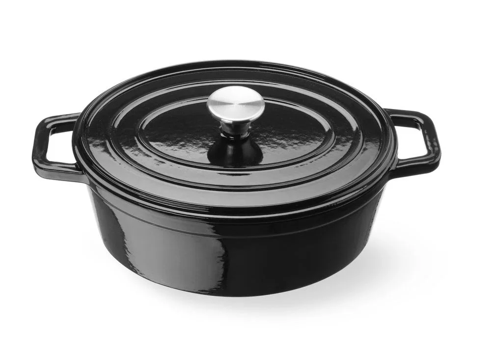 Gjutjärnsgryta emaljerad, HENDI, 4,4 l, svart, 365x290x(H)115 mm, oval - Bild 2