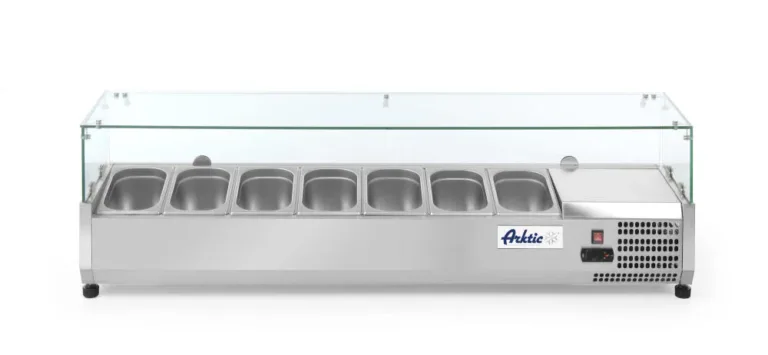 Kyldisplay i rostfritt stål – 7 × GN 1/4 Hendi