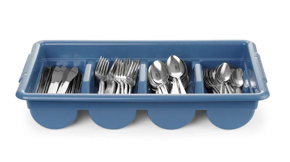 Bestickset, 200 delar, med bestickinsats, HENDI, blå, 525x300x(H)95 mm, rektangulär