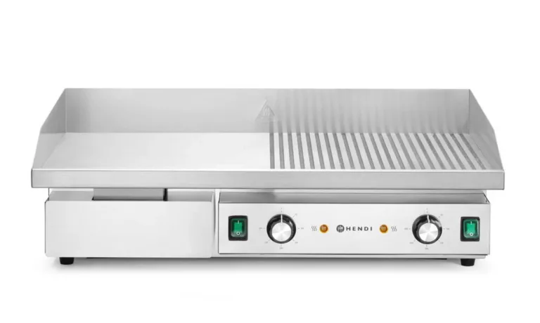 Stekbord, halvt slätt, halvt räfflat, HENDI, Budget Line, 400V/4400W, 720x460x(H)241 mm